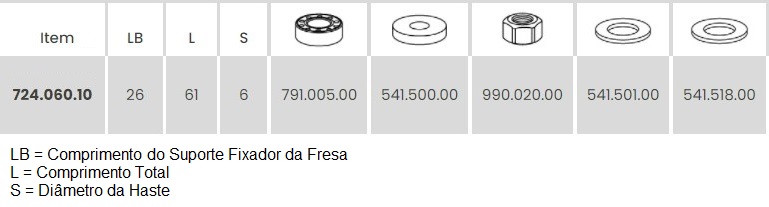 Mandril Porta Fresas C/ Rolamento Haste Ø6x61mm - marca CMT - Cód. 724.060.10